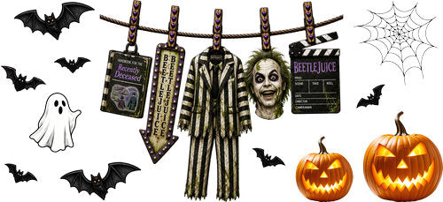 Striped Ghost Halloween UV DTF Cup Wrap for 16oz Libbey Can KA-18192