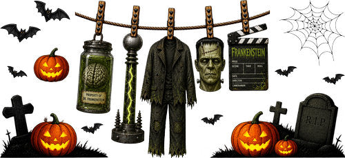 Classic Monster Halloween UV DTF Cup Wrap for 16oz Libbey Can KA-18193