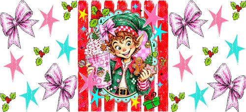 Christmas Elf UV DTF Cup Wrap for 16oz Libbey Can KA-18198