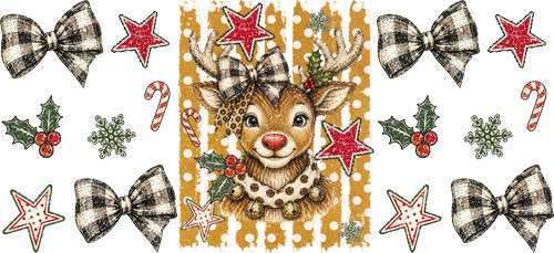 Reindeer Christmas UV DTF Cup Wrap for 16oz Libbey Can KA-18203