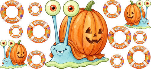 Halloween Pumpkin Snail UV DTF Cup Wrap for 16oz Libbey Can KA-18214