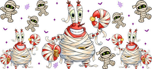 Halloween Mummy Crab UV DTF Cup Wrap for 16oz Libbey Can KA-18218