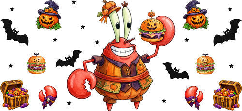 Halloween Pumpkin Crab UV DTF Cup Wrap for 16oz Libbey Can KA-18220