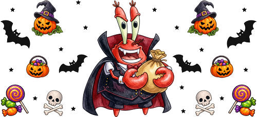 Halloween Vampire Crab UV DTF Cup Wrap for 16oz Libbey Can KA-18222