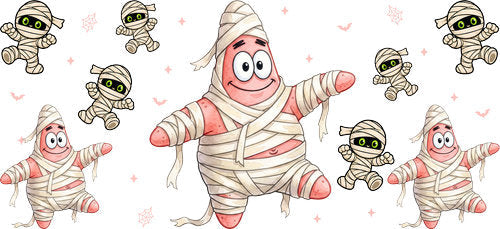 Halloween Mummy Starfish UV DTF Cup Wrap for 16oz Libbey Can KA-18227