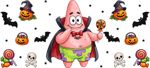Halloween Vampire Starfish UV DTF Cup Wrap for 16oz Libbey Can KA-18229