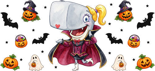 Halloween Vampire Whale UV DTF Cup Wrap for 16oz Libbey Can KA-18231
