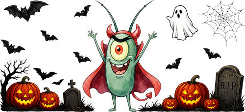Halloween Vampire Plankton UV DTF Cup Wrap for 16oz Libbey Can KA-18232