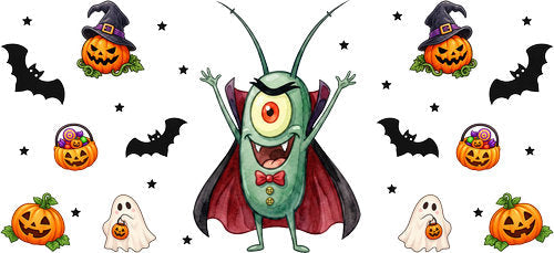 Halloween Vampire Plankton UV DTF Cup Wrap for 16oz Libbey Can KA-18235
