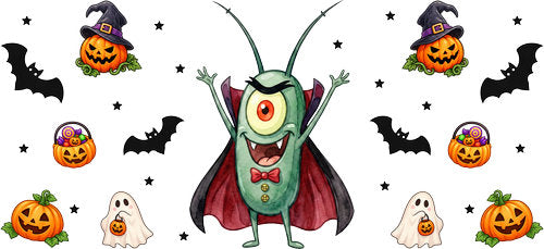 Halloween Vampire Plankton UV DTF Cup Wrap for 16oz Libbey Can KA-18235