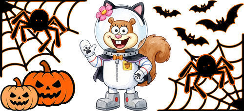 Halloween Space Girl UV DTF Cup Wrap for 16oz Libbey Can KA-18238