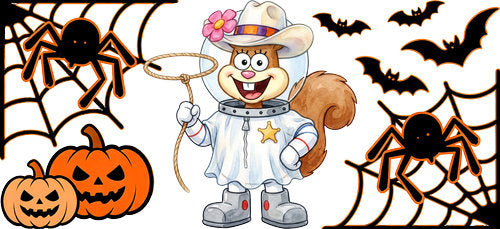 Halloween Cowgirl UV DTF Cup Wrap for 16oz Libbey Can KA-18239