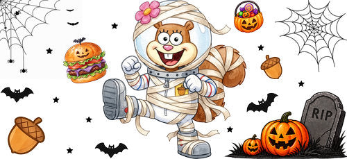 Halloween Mummy Girl UV DTF Cup Wrap for 16oz Libbey Can KA-18240