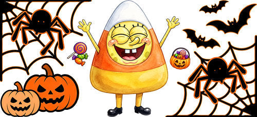 Halloween Candy Corn Character UV DTF Cup Wrap for 16oz Libbey Can KA-18243