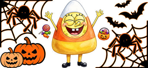 Halloween Candy Corn Character UV DTF Cup Wrap for 16oz Libbey Can KA-18243