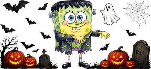 Halloween Frankenstein Character UV DTF Cup Wrap for 16oz Libbey Can KA-18244