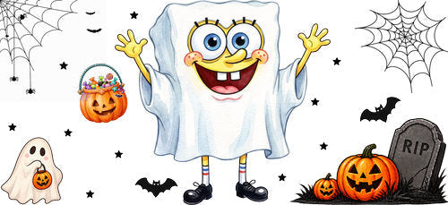 Halloween Ghost Character UV DTF Cup Wrap for 16oz Libbey Can KA-18245