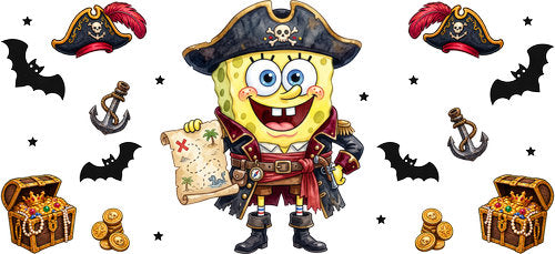 Halloween Pirate Character UV DTF Cup Wrap for 16oz Libbey Can KA-18247