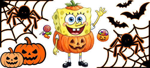 Halloween Pumpkin Character UV DTF Cup Wrap for 16oz Libbey Can KA-18248