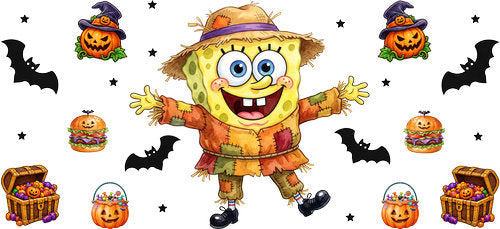Halloween Scarecrow Character UV DTF Cup Wrap for 16oz Libbey Can KA-18249