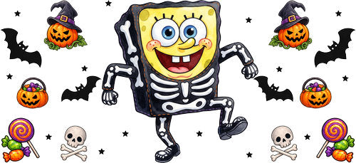 Halloween Skeleton Character UV DTF Cup Wrap for 16oz Libbey Can KA-18250