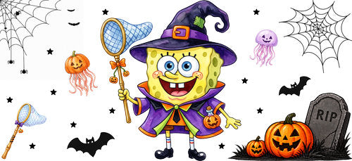 Halloween Witch Character UV DTF Cup Wrap for 16oz Libbey Can KA-18252