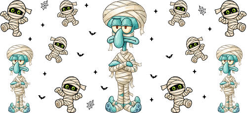 Halloween Mummy Character UV DTF Cup Wrap for 16oz Libbey Can KA-18255