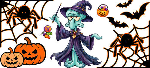 Halloween Wizard Character UV DTF Cup Wrap for 16oz Libbey Can KA-18257