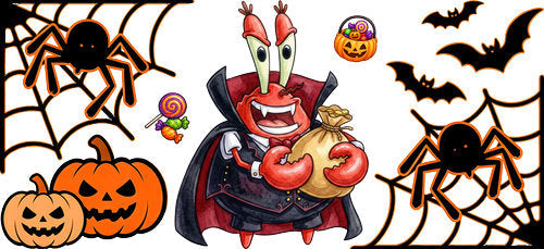 Halloween Vampire Crab UV DTF Cup Wrap for 16oz Libbey Can KA-18258