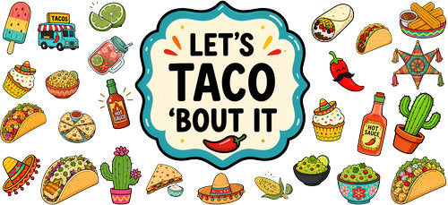  Taco Mexican Fiesta Food UV DTF Cup Wrap for 16oz Libbey Can KA-18262
