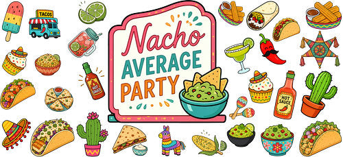  Taco Mexican Fiesta Food UV DTF Cup Wrap for 16oz Libbey Can KA-18270