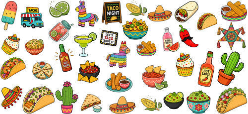 Taco Mexican Fiesta Food UV DTF Cup Wrap for 16oz Libbey Can KA-18275