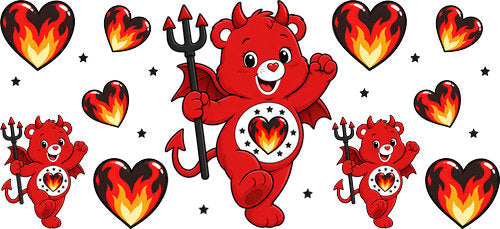 Cute Halloween Devil Bear UV DTF Cup Wrap for 16oz Libbey Can KA-18280