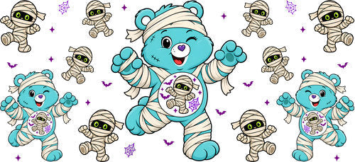 Cute Halloween Mummy Bear UV DTF Cup Wrap for 16oz Libbey Can KA-18283