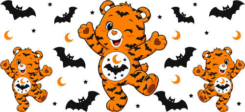 Cute Halloween Bear Tiger UV DTF Cup Wrap for 16oz Libbey Can KA-18284