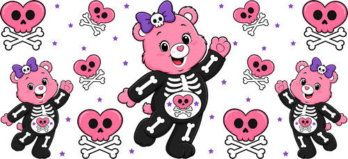 Cute Halloween Skeleton Bear UV DTF Cup Wrap for 16oz Libbey Can KA-18285