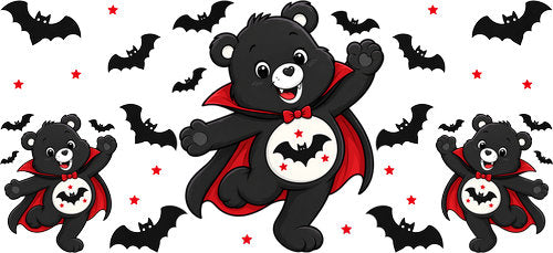 Cute Halloween Vampire Bear UV DTF Cup Wrap for 16oz Libbey Can KA-18287