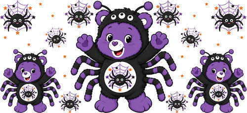 Cute Halloween Spider Bear UV DTF Cup Wrap for 16oz Libbey Can KA-18290