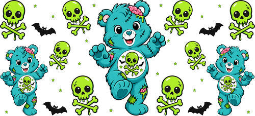 Cute Halloween Bear UV DTF Cup Wrap for 16oz Libbey Can KA-18293