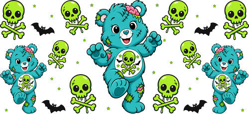 Cute Halloween Bear UV DTF Cup Wrap for 16oz Libbey Can KA-18293