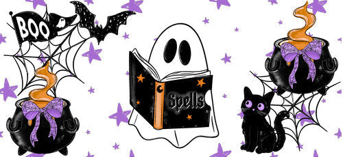 Halloween Ghost Spells Witchy UV DTF Cup Wrap for 16oz Libbey Can KA-18294