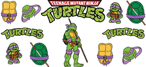 Green Cartoon Turtle Characters UV DTF Cup Wrap for 16oz Libbey Can KA-18311