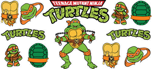 Green Cartoon Turtle Characters UV DTF Cup Wrap for 16oz Libbey Can KA-18313