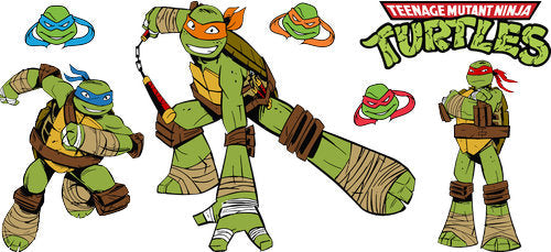 Green Cartoon Turtle Characters UV DTF Cup Wrap for 16oz Libbey Can KA-18328
