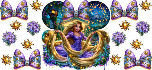 Long Hair Princess UV DTF Cup Wrap for 16oz Libbey Can KA-18348