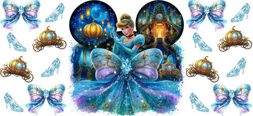 Glass Slipper Princess UV DTF Cup Wrap for 16oz Libbey Can KA-18351