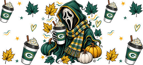 Halloween Hooded Horror Football UV DTF Cup Wrap for 16oz Libbey Can KA-18358
