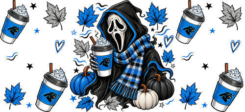 Halloween Hooded Horror Football UV DTF Cup Wrap for 16oz Libbey Can KA-18359