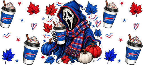 Halloween Hooded Horror Football UV DTF Cup Wrap for 16oz Libbey Can KA-18364