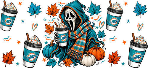 Halloween Hooded Horror Football UV DTF Cup Wrap for 16oz Libbey Can KA-18365